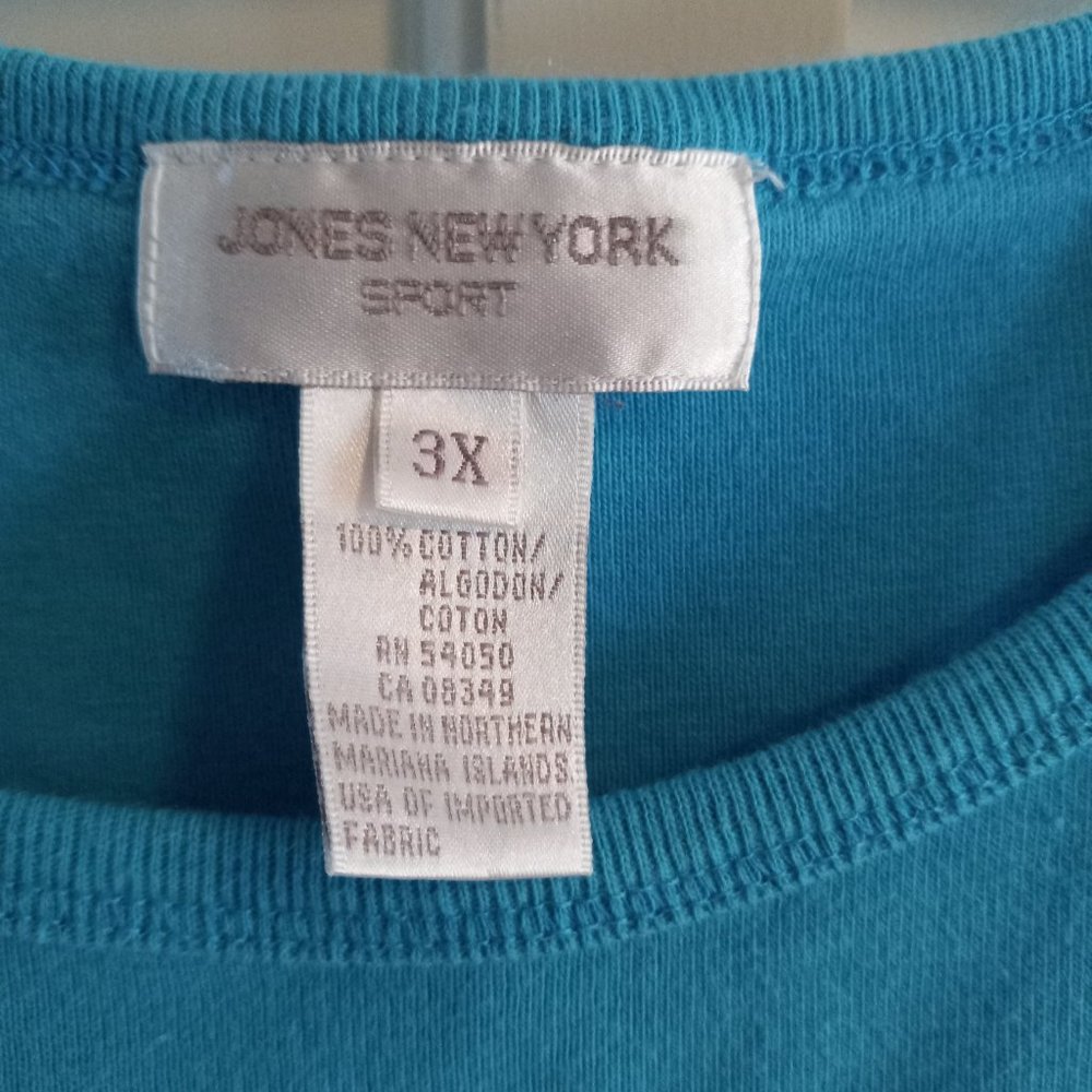 Women's Jones New York Sport Tank Top 3x Cotton Turquoise, Teal, Blue-Green